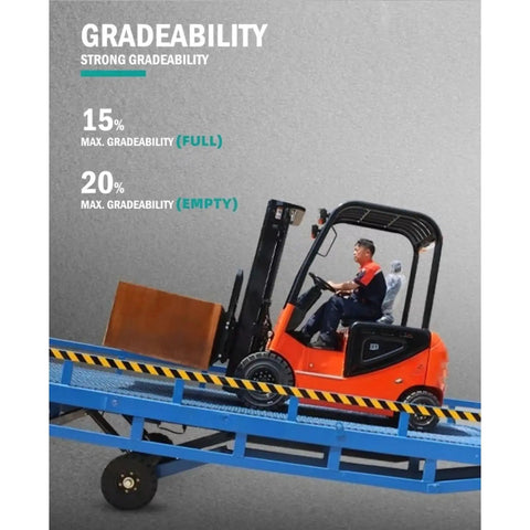 2 Ton Electric Forklift Truck With 3m Lift Height For Warehouse Pallet Handling And Cargo Transport Heavy Duty Material Handling Equipment With Multiple Mast Configurations And Attachments For Factory Storage, showing gradeability test