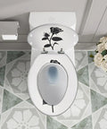 Elongated Toilet Seat Rose Resin for Bathroom Replacement with black rose design installed on toilet.