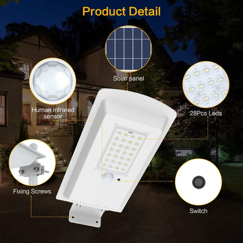 2 Pack Solar Street Lights Outdoor 10000 Lumens Dusk To Dawn LED Solar Lights With Motion Sensor IP65 Waterproof Security Flood