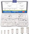 166 Piece Wire Ferrules Kit With 8 Sizes From 2/0 To 12, Silver Plated Copper Crimp Terminals, Non Insulated Ferrules, Pin Cord Ends, DIY Friendly All In One Assortment For Electronics, Auto, Marine And Home Projects. Clear box with assorted silver ferrules