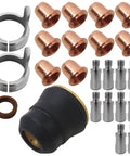 IPT40 Plasma Cutter Consumables Kit components for YESWELDER Cut 55DS Pro and Cut 65DS with electrodes, nozzles, and cups.