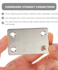 Person holding 12 Pack Stainless Steel Straight Corner Brackets For Wardrobes And Cabinets Flat Brace Plates with hidden screw design.