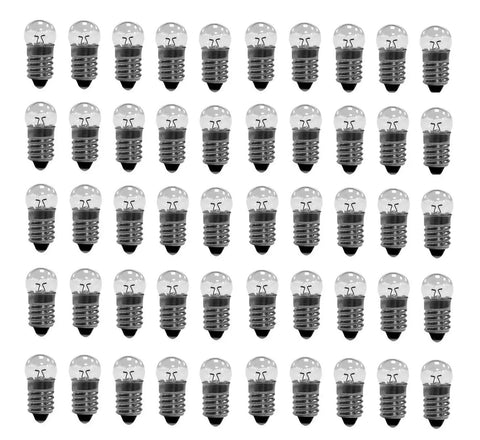 10 Pack E10 Mini Light Bulbs 3.8V 0.3A For DIY Science Labs And Home Projects, Incandescent Indicator Lamps With Screw Base, Old Fashioned Flashlight Bulbs For Educational Experiments, arranged in rows