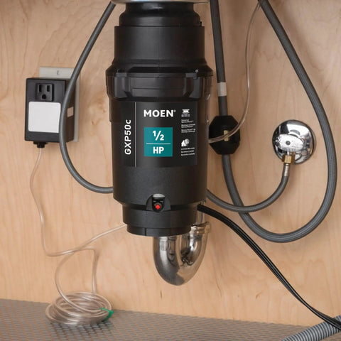 Pro Series Half Horsepower Continuous Feed Garbage Disposal For Kitchen Sink With 2600 RPM Vortex Motor And Power Cord Compact Design And Easy Install For Lightning Fast Grinding