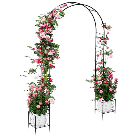 planter box arch trellis Heavy Duty Garden Arch With Planter Boxes ✓