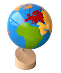 Montessori Color Globe 8.7 Inch Beechwood World Globe With Continent Outlines for Kid-Friendly Geography Learning