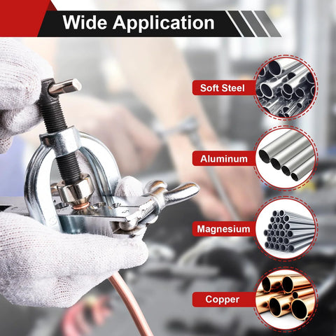 Amazon Clatoon brake line flaring tool kit with tubing cutter, 5 adapters for copper, aluminum and brass tubes