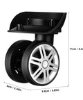 4 Pcs Universal Suitcase Wheel Replacement Set Heavy Duty Luggage Casters Quiet Dual Row Design Black 4.33 x 3.85 x 2.36 Inch