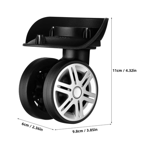 4 Pcs Universal Suitcase Wheel Replacement Set Heavy Duty Luggage Casters Quiet Dual Row Design Black 4.33 x 3.85 x 2.36 Inch