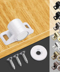 Heavy Duty Zinc Alloy Cabinet Door Magnets With Strong Magnetic Catch for kitchen cupboards and wardrobes shown with screws