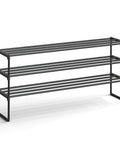 3 Tier Metal Shoe Rack Organizer For Entryway Space Saving Stackable And Flexible Use Upright Or Upside Down Fits 20 To 24 Pairs Large 11.8 Inches By 46.1 Inches By 21.7 Inches Black