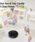 Family cleaning home with Eufy RoboVac and Replacement Dust Bin Box For Eufy RoboVac 11S 12 15C 15T 30 30C 35C 25C G30 Vacuum Cleaner.
