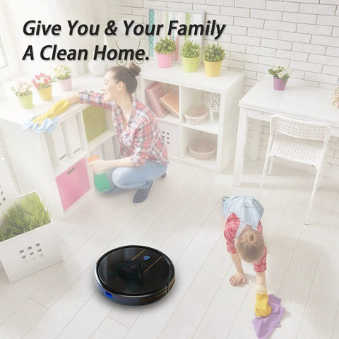 Family cleaning home with Eufy RoboVac and Replacement Dust Bin Box For Eufy RoboVac 11S 12 15C 15T 30 30C 35C 25C G30 Vacuum Cleaner.