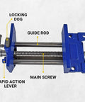 Top view of Rapid Action 9-Inch Woodworking Vise With Quick Release Lever, Heavy Duty Cast Iron Build, Chrome Sliding T-Bar Handle.