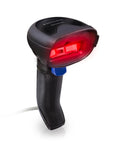 QD2220 1D Barcode Scanner Kit With Stand USB Black, Corded Handheld Scanner with illuminated scanning lens