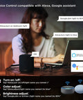 Person using voice control with speaker, demonstrating Totally Smart 12 Inch Flush Mount LED Ceiling Light 24W Dimmable with Alexa/Google.