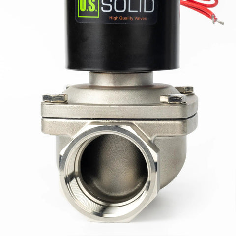 Heavy Duty Pro Grade One And A Half Inch Solenoid Valve With 110 Volt AC Stainless Steel Body Normally Closed Viton Seal High Flow
