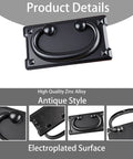 Two Pack Vintage Drawer Ring Pulls 3.78 Inch Black Zinc Alloy Cabinet Handles front and detail views, electroplated finish, 96x52mm