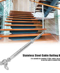 Sick Adjustable Top Rated T316 Stainless Steel Railing Kit 10 Kit Set Handles Weird Angles Keeps Things Rust Free Indoors Or Outdoors With Badass Heavy Duty Hardware For Cable Wire Systems For Your Decks And Stairs. T316 stainless steel cable railing kit for 3/16in cables on stairs