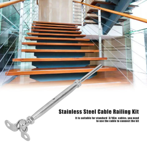 Sick Adjustable Top Rated T316 Stainless Steel Railing Kit 10 Kit Set Handles Weird Angles Keeps Things Rust Free Indoors Or Outdoors With Badass Heavy Duty Hardware For Cable Wire Systems For Your Decks And Stairs. T316 stainless steel cable railing kit for 3/16in cables on stairs