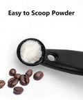 Espresso Machine Steam Wand Cleaning Brush With 36 Inch Silicone Hose And Spoon End For Pro Baristas showing scoop with powder