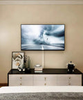 No More Messy Cords TV Cord Cover Raceway On Wall 31.5 Inch Cable Management System in use behind wall-mounted TV