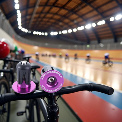 Purple Aluminum Bike Bar End Caps For 15 To 20.5 Mm Handlebar Diameters Universal Fit For MTB And Road Bikes on track