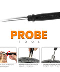 DIY Tubeless Tire Repair Kit With Mushroom Plug Gun For Punctures And Flats On Cars Motorcycles ATVs Trucks And Tractors 15 Plugs Green Easy Quick Roadside Fix For Punctured Tires, featuring a probe tool