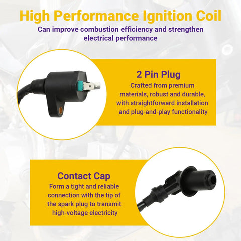 Image showing components of Gy6 Ignition Coil With 6 Pin AC CDI Box Kit for 50cc to 150cc Taotao ATM50 Thunder 50 Scooters.