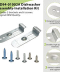 Knockout Samsung Dishwasher Mounting Bracket Kit Replaces Dd94 01002a includes 2 metal brackets and 6 screws for secure installation.