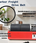 Five Pack Replacement Drive Belts For Rock Tumblers Fits Central Machinery ABN Viyuki Single And Dual Barrel Models Premium Nitrile Rubber For Consistent Performance And Easy Install, shown with a red rock tumbler and kitchen background