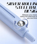 Close-up of Gel Pens Set Of 12 Silent Click Retractable Pens with silver rolling steel ball design for stress relief.