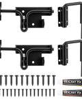 INTERWARM 4Pcs Slide Bolt Gate Latch for Wooden Fence in black, includes screws and sealant for installation.
