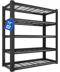 72 Inch Beefy Heavy Duty Garage Shelving Unit With Adjustable Metal Shelves For Basement Storage, Ultra Strong Steel Frame, Reinforced Uprights, Easy Assembly, Crazy High Load Capacity For Tools And Gear, black steel 4-tier shelf