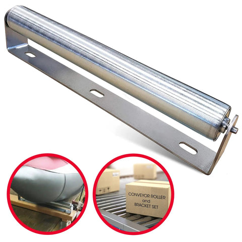 16 Inch Roller and Bracket Set for Conveyor and DIY Projects 1.5 Inch Diameter Galvanized Steel No Fuss Install Industrial Grade
