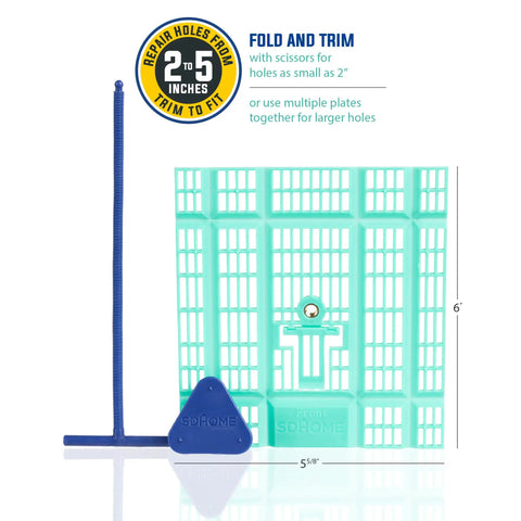 Wall Patch Repair Plate for Drywall Holes 2 to 5 Inch 1 Pack; blue plastic plate and tension bolt for plasterboard patching.