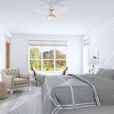 Atlas 44 Inch Modern Indoor LED Ceiling Fan With Light And Remote Control For Small Rooms Up To 100 Sq Ft Dual Mounting Options