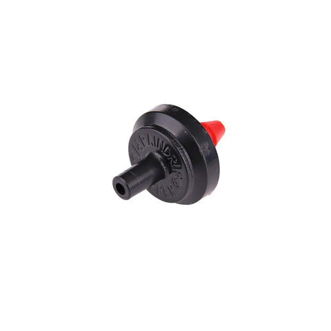 One Half GPH Pressure Compensating Drippers For Drip Irrigation Systems Keeps Water Flow Solid Despite Pressure Swings, emitter close-up