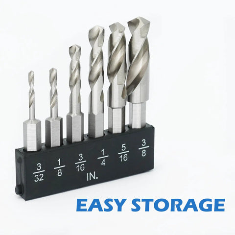 Compact Metal Drill Bit Set With One Quarter Inch Hex Shank M2 High Speed Steel For Quick Change Short Bits For Tight Spaces