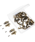 Old School Vintage Iron Key Hasp Lock Set 10 Pieces 29x33mm Antique Bronze Horn Style Decorative Latch Hasps with Screws