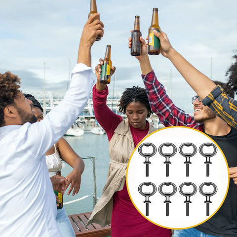 Ohiyoo 8-pack stainless steel bottle opener inserts for DIY flat wood turning, black