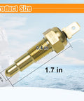 Universal Engine Cooling Fan Temperature Sensor Switch One Eighth NPT Thread 180 Fahrenheit On 165 Fahrenheit Off For Cars And Trucks Keeps Your Ride Cool And Radiator Safe. gold 1/8 NPT sensor switch, 1.7 in long