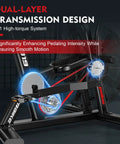 Close-up of Air Resistance Fan Bike with Dual Layer Transmission showcasing high-torque system for HIIT cardio.