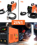 200 Amp Dual Voltage MIG TIG Welder 2 In 1 With Lift TIG Capability LCD Digital Display Portable Stick Welder in use