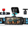 4 Channel 360 Degree Dash Cam Front Rear Interior Coverage Left And Right 3.16 Inch Display Crystal Clear 1080P Night Vision