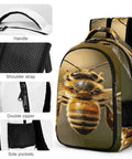 Striped Furry Bee Printed Unisex Backpack With Large Capacity, Durable Polyester Material, versatile daypack details
