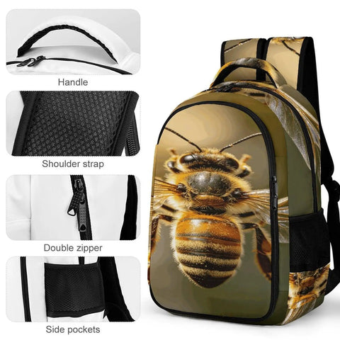 Striped Furry Bee Printed Unisex Backpack With Large Capacity, Durable Polyester Material, versatile daypack details
