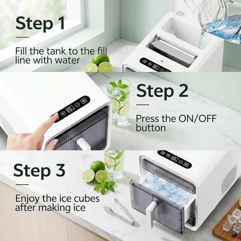 Step-by-step guide for using the No Fuss Portable Ice Maker Featuring Smart Infrared Detection Automatic Shut Off Plus Ultra Chill Cooling.