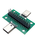 USB C Breakout Test Board 2 Pack Solderless Pins 24 Pin 2.54mm Double Sided Socket With Pin Header Connector For Date Line Wire Cable Transfer Type C Male To Female Plug And Play Ready shown with pins and connectors.
