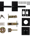 Heavy Duty Entry Lever Door Handle Set With Single Cylinder Deadbolt Lock For Front Door Or Office Reversible Modern Iron Black